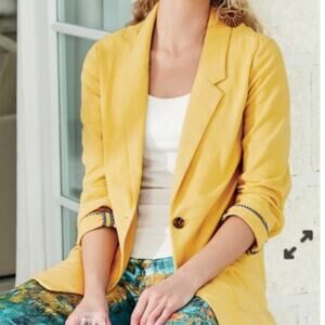 NWOT Soft Surroundings Yellow Cotton Blair Jacket Size Medium